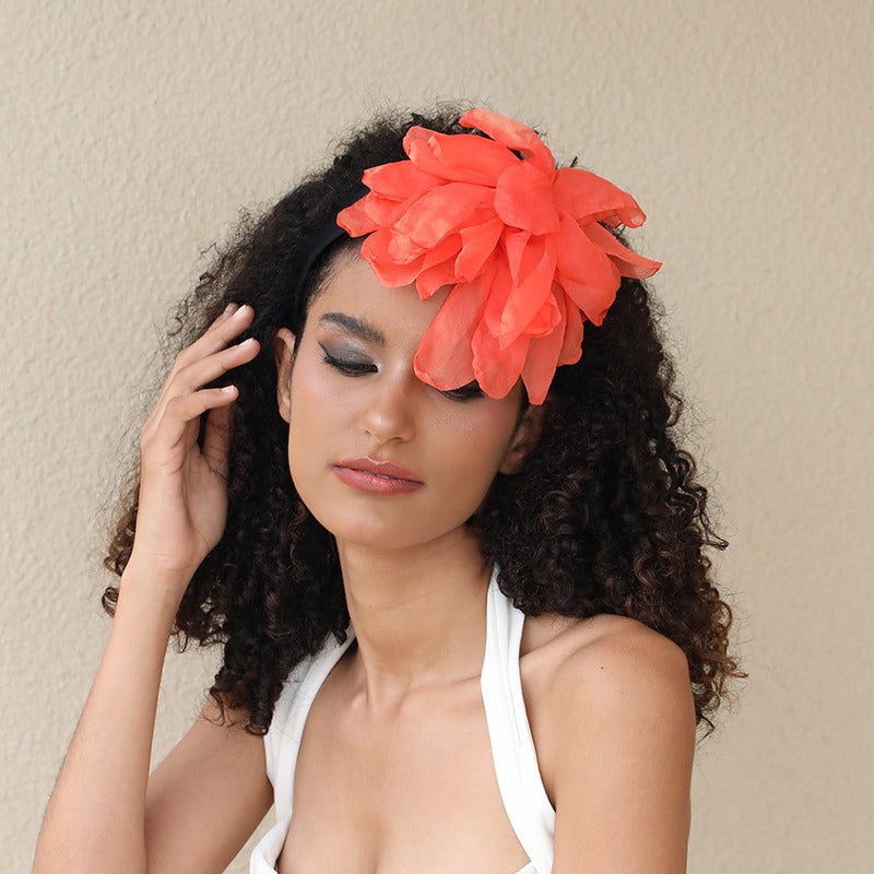Oversized and exaggerated handmade fabric flower versatile headband