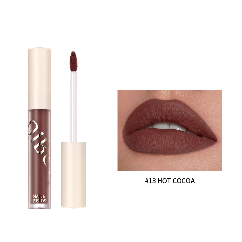 QIBEST The New Silky Soft Mist Matte Lip Gloss Non-Stick Cup Does Not Fade Lip Glaze Makeup Liquid Lipstick