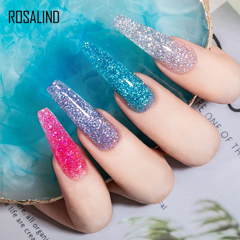 ROSALIND Glitter Poly Nail Gel Extension 15ml Gel Polish All For Manicure Poly Builder Gel Semi Permanent Soak Off Nail Art