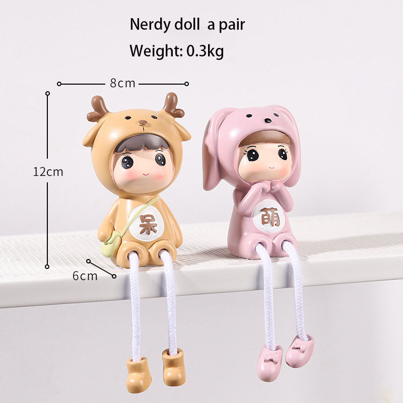 Cute Cartoon Hanging Feet Doll Ornaments Living Room Desktop Decoration Resin Crafts Couple Gifts