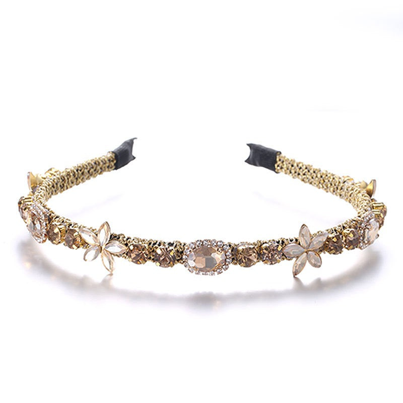 Crystal flower set with colorful glass diamond fine edge hair hoop