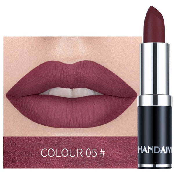 1PC 12 Colors Matte Lipstick Waterproof Long Lasting Sexy Purple Lipstick Pigments Easy to Wear Lip Makeup No Fade Away TSLM2