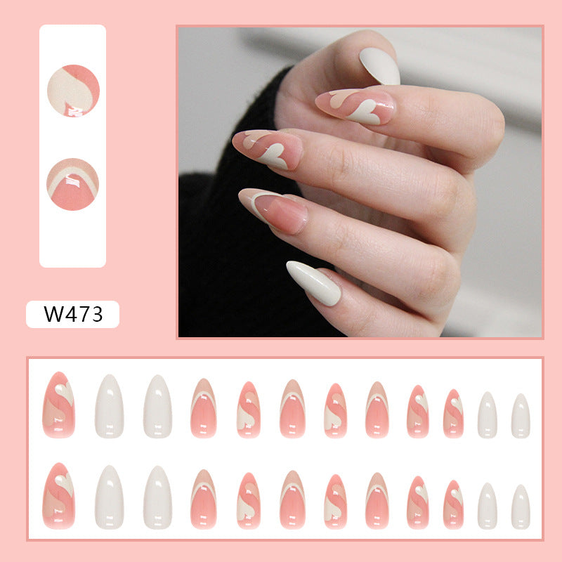 French simple glitter girlâ€™s soft and tender wearable manicure nails