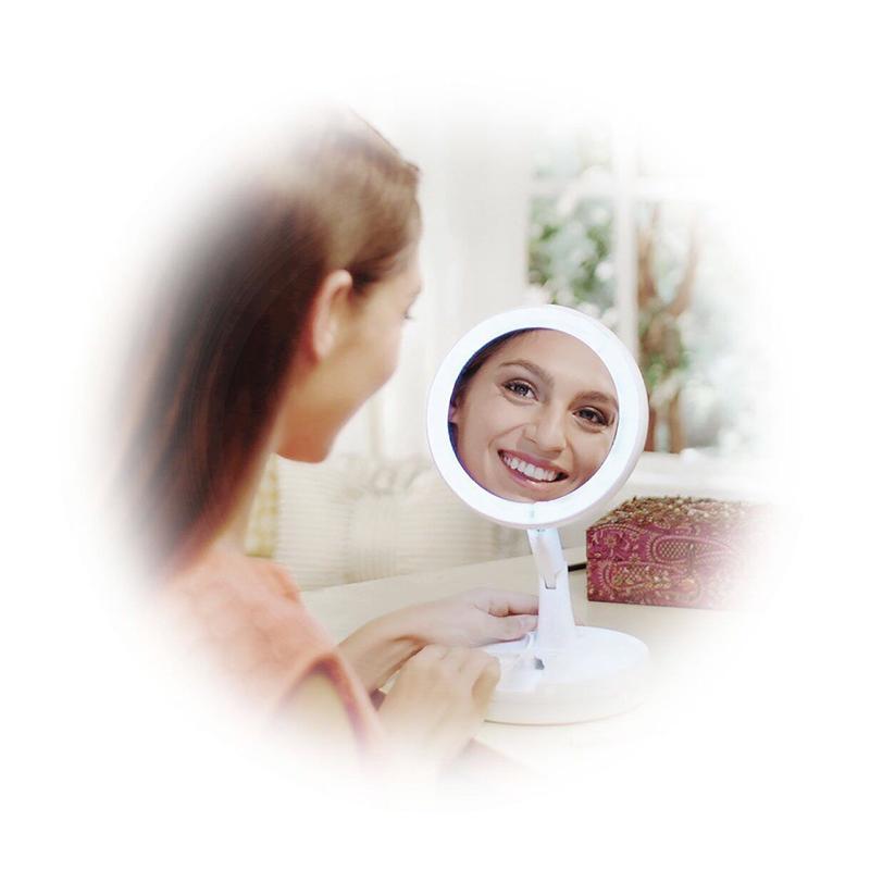 My Fold Away LED Makeup Mirror Double-sided Rotation Folding USB Lighted Vanity Mirror Touch Screen Portable Tabletop Lamp