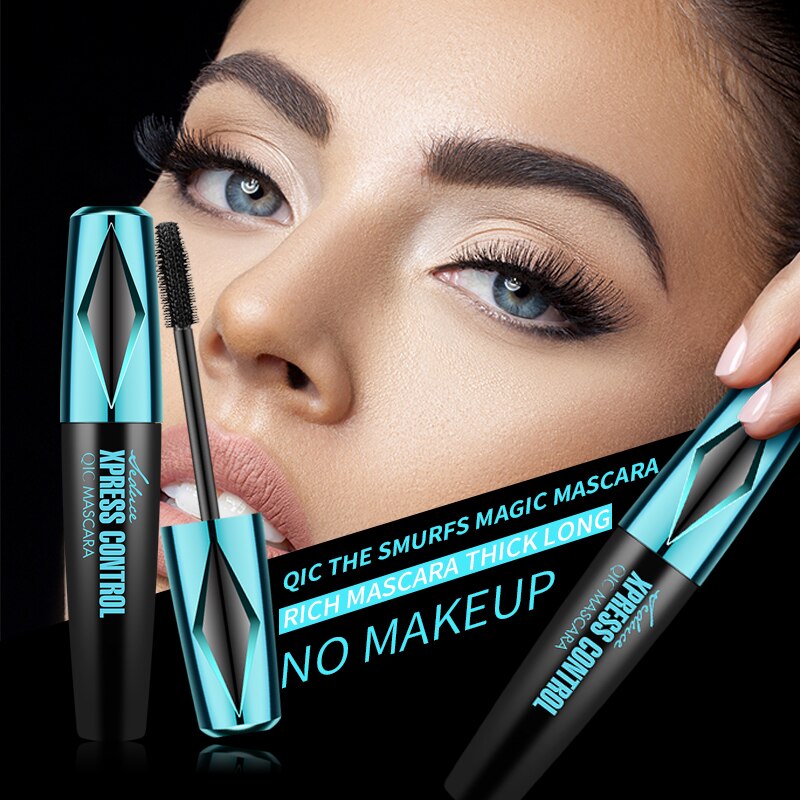 QIC 4D Silk Fiber Eyelash Mascara Waterproof Curling Thick Lengthening Extension Mascara Extension Makeup Black Waterproof
