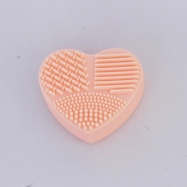 Colorful Heart Shape Clean Make up Brushes Wash Brush Silica Glove Scrubber Board Cosmetic Cleaning Tools