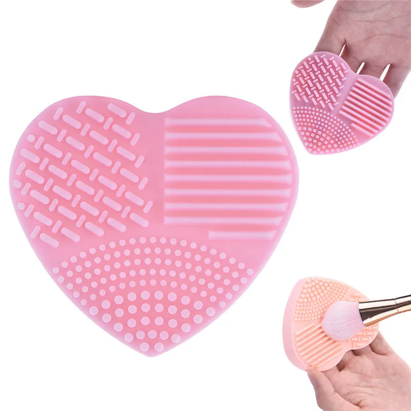Colorful Heart Shape Clean Make up Brushes Wash Brush Silica Glove Scrubber Board Cosmetic Cleaning Tools