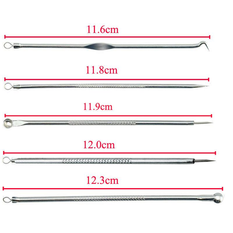 Channy 5 Pcs/Set Acne Blackhead Removal Needles Stainless Pimple Spot Comedone Extractor Cleanser