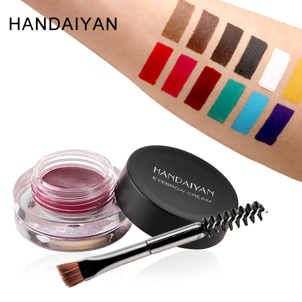 HANDAIYAN 12 Colors Waterproof Eyebrow Dyeing Cream Multifunctional Eyeliner Does Not Fade