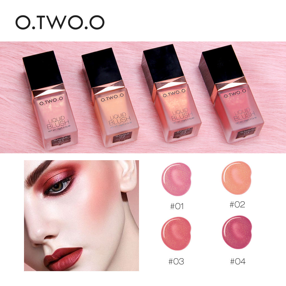O.TWO.O Makeup Liquid Blusher Sleek Silky Paleta De Blush Color Lasts Long 4 Color Natural Cheek Blush Face Contour Make Up