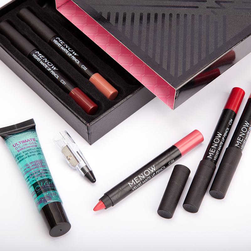 MENOW Brand Make up set 6 kiss proof Lipstick & Pencil sharpener & remover Cosmetic K906