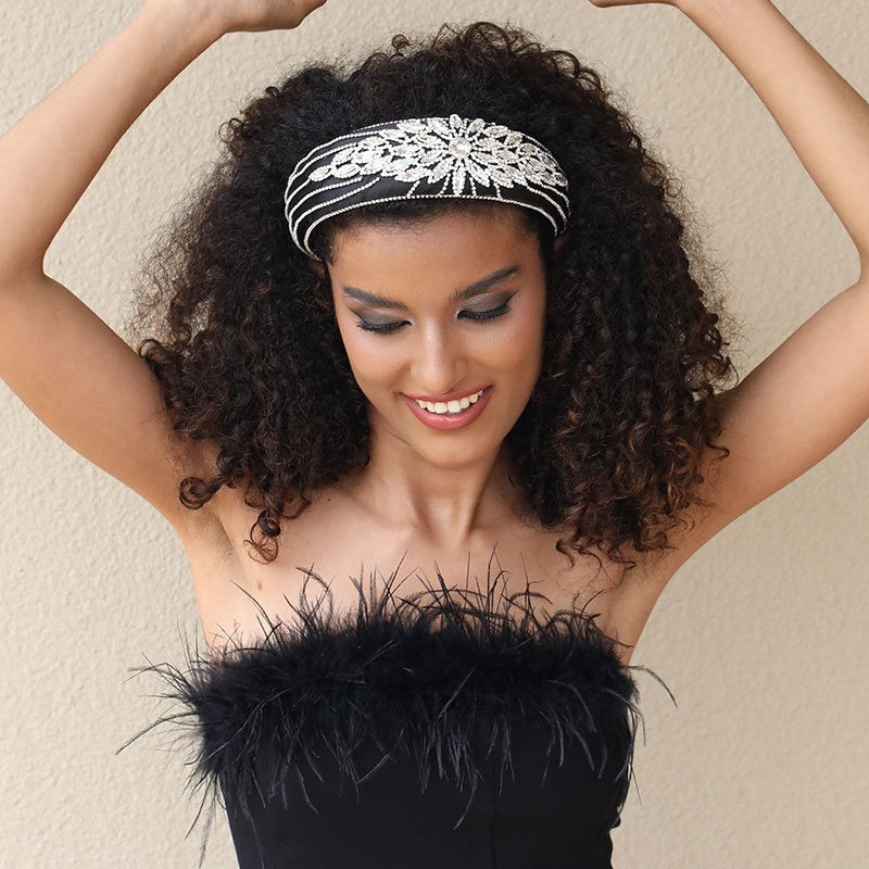 Baroque wide brimmed full diamond headband