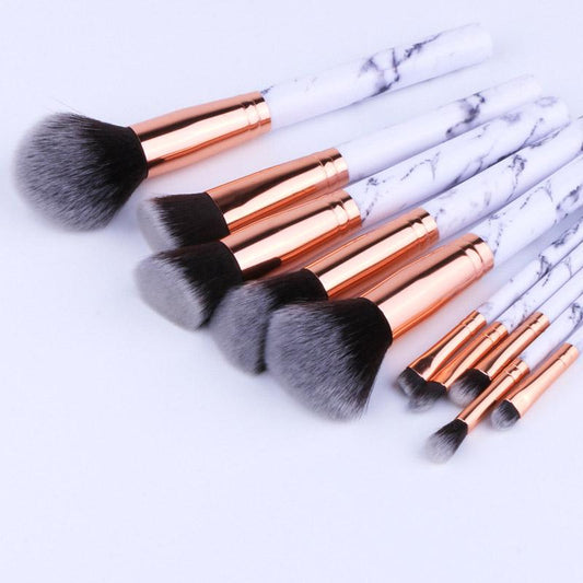 10Pcs/Set Professional Makeup Brushes Marbling Handle Eye Shadow Eyebrow Lip Eye Make Up Brush Comestic Tools HJL2017