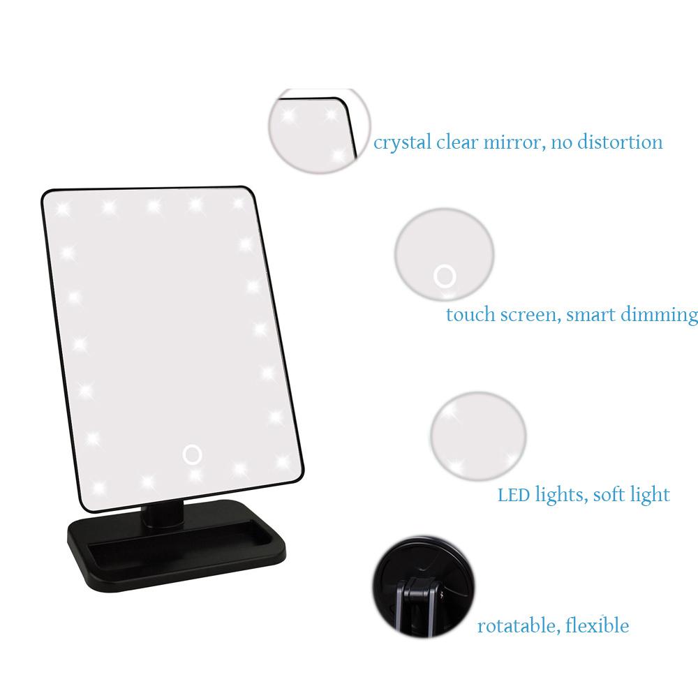 Adjustable 20/16 LEDs Lighted Makeup Mirror Touch Screen Portable Magnifying Vanity Tabletop Lamp Cosmetic Mirror