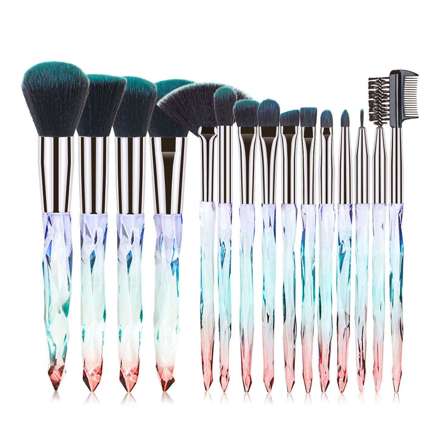 15 pcs Makeup Brushes Diamond Crystal Handle Makeup Tools Foundation Eyeshadow Brush