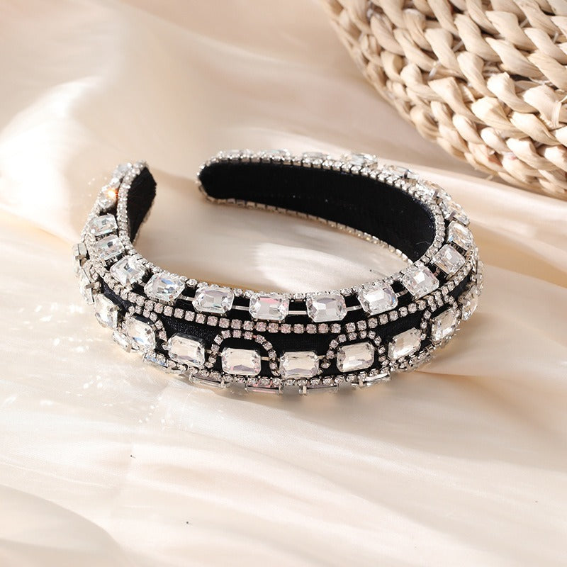 Retro Baroque colored glass drill sponge hair hoop