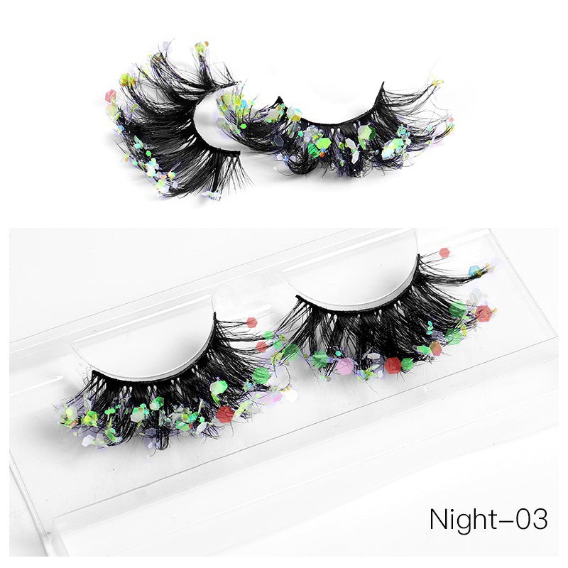 New Color Noctilucent Fried False Eyelashes Multi Layer Thick Cross Mink Like Eyelashes 8D FLUFFY