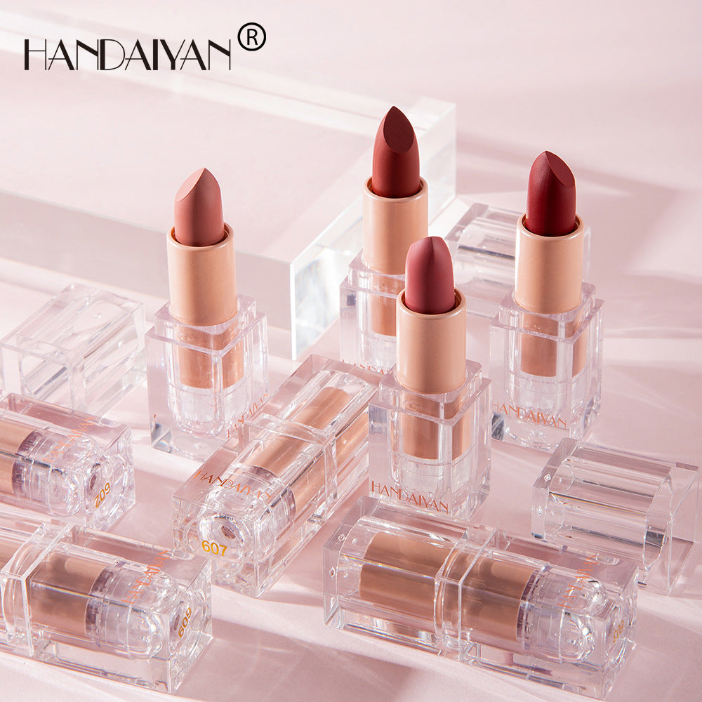 HANDAIYAN Little Ice Cube Matte Lipstick 12 Color Lipstick Lipstick Is Not Easy To Decolor Nude Color Bean Paste Color Powder Lipstick