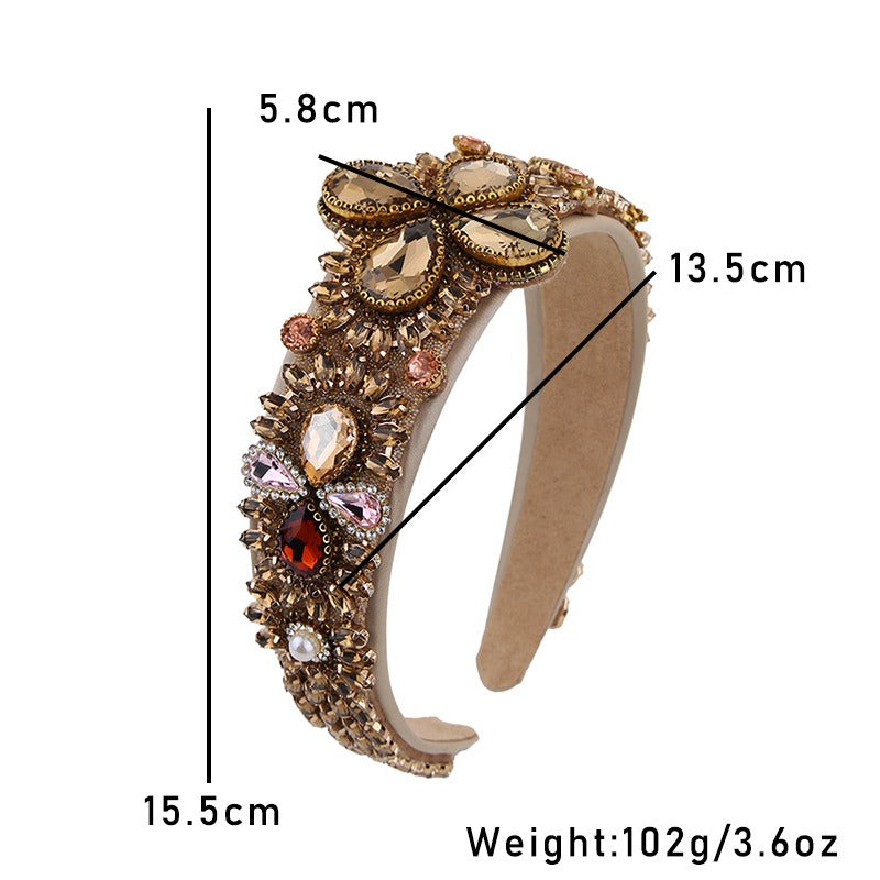 Fashionable retro wide edge sponge compression headband