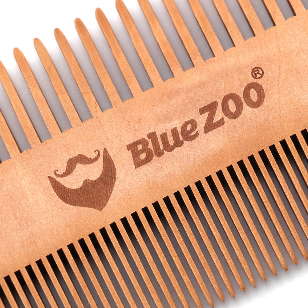 Pear Wood Double-Sided Beard Comb BlueZoo Beard Portable Comb Care And Care Antistatic