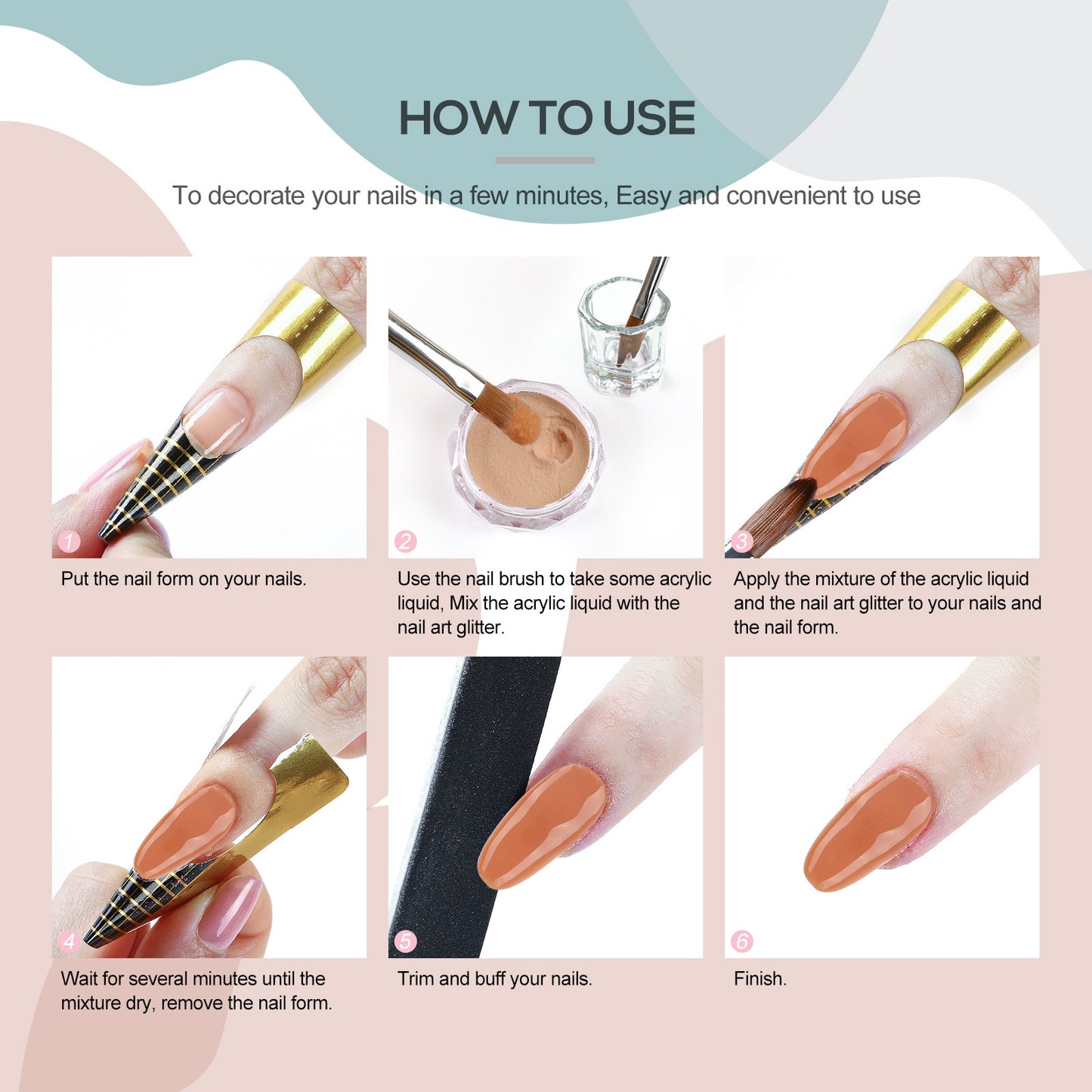 Crystal Carved Powder Extension Armor Crystal Powder Color 6pc Crystal Powder Coscelia