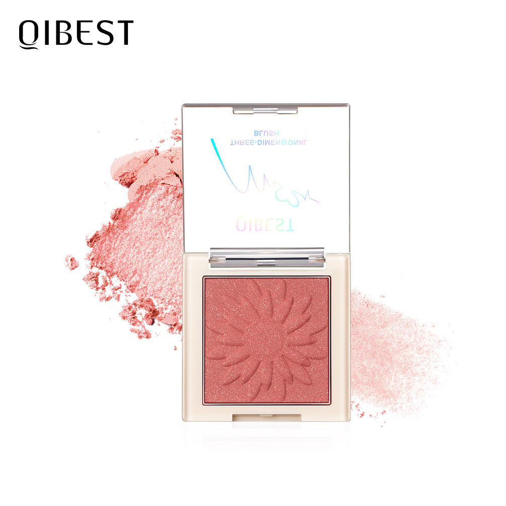 QIBEST Blush Powder Natural Repairing One Rouge Powder Is Not Easy To Take Off Makeup Matte Pearlescent Blush Powder