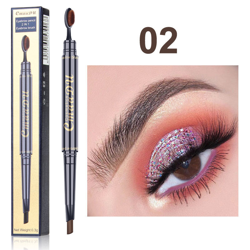 CmaaDu Toothbrush head eyebrow pencil pigment multi functional waterproof double ended eyebrow