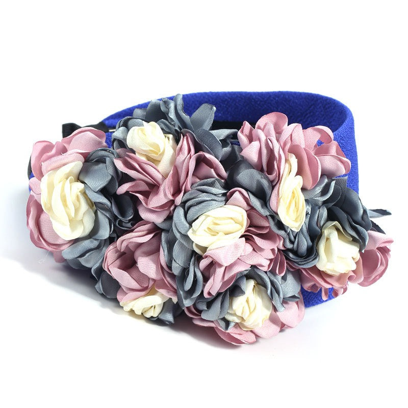 Fashionable design side three-dimensional flower handmade fabric headband headband