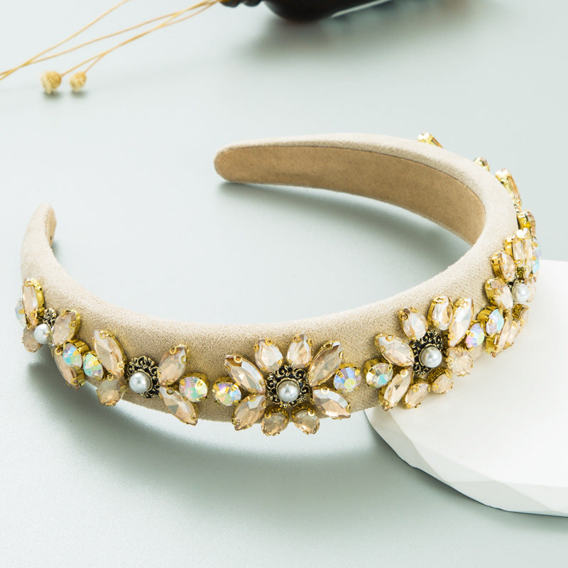 New Baroque Crystal Flower Headwear Wide Brim High Quality Hair Accessories