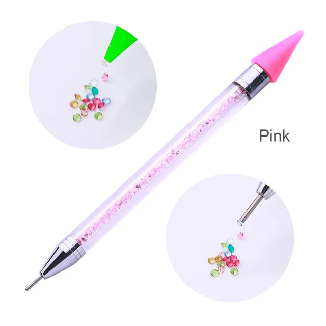 Dual-ended Nail Dotting Pen Crystal Beads Handle Rhinestone Studs Picker Wax Pencil Manicure Nail Art Tool