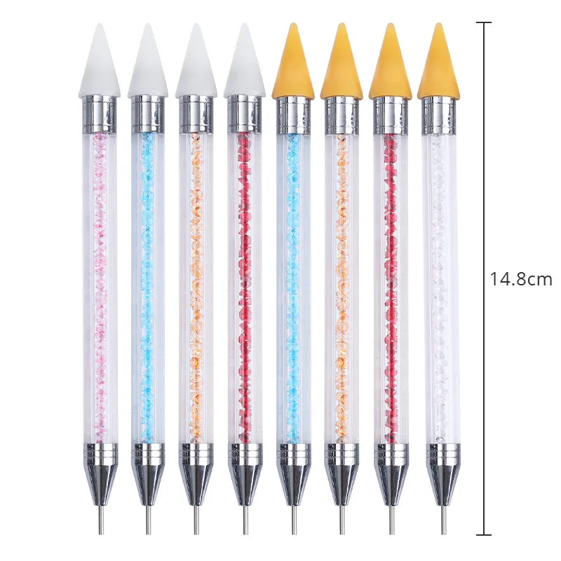 Dual-ended Nail Dotting Pen Crystal Beads Handle Rhinestone Studs Picker Wax Pencil Manicure Nail Art Tool
