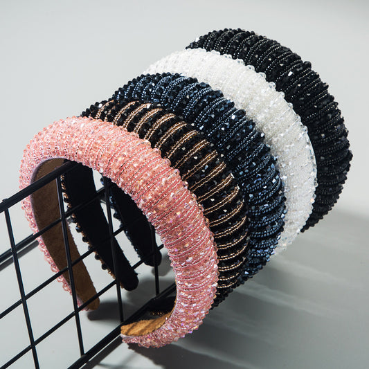 Hair Hoop Hand Woven Beaded Head Hoop Female Baroque Sponge Hair Bundle Korean Style Of The Net Red Face Wash Hair Accessories