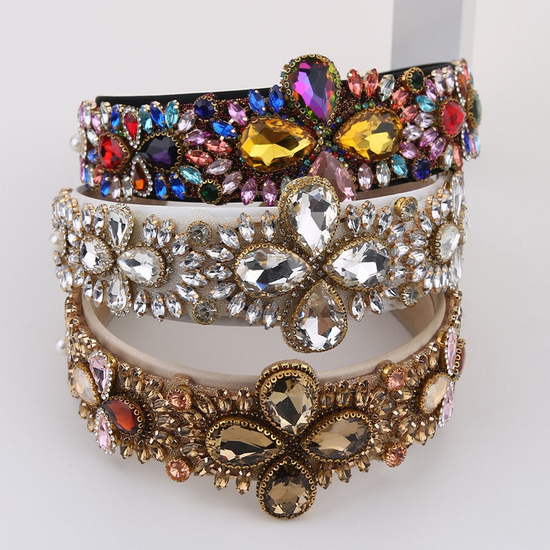 Fashionable retro wide edge sponge compression headband