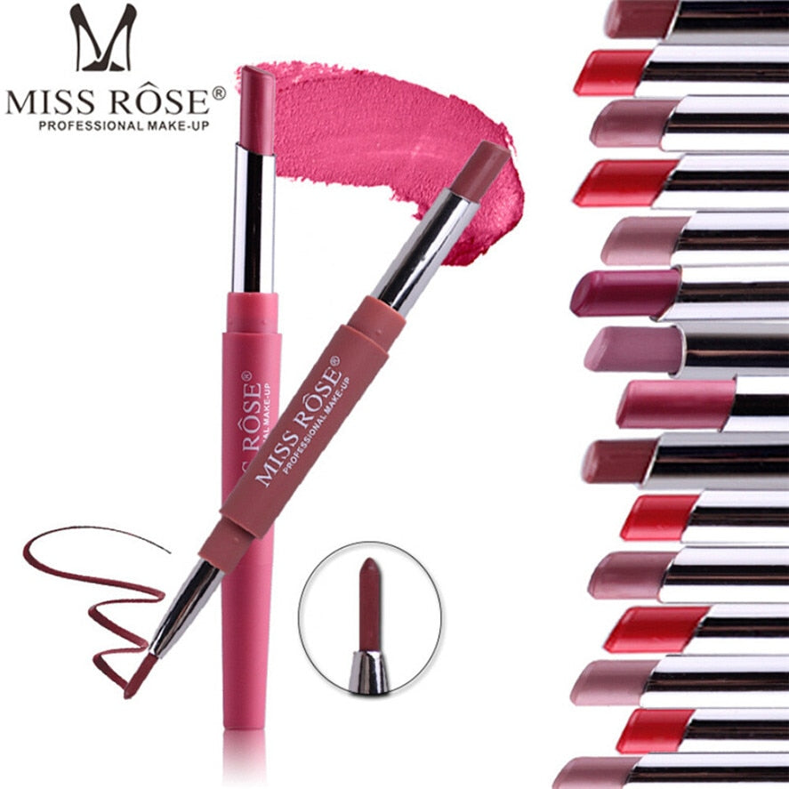 MISS ROSE 1PC Double-end Lasting Lipliner Waterproof Lip Liner Stick Pencil 8 Colors Party Daily Makeup Lipliner Pen