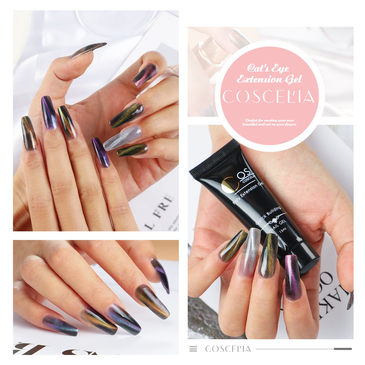 Painless Fast Crystal Extension Glue Cat Eye Manicure Phototherapy Glue Beginner Manicure Holder Nail Extension Glue