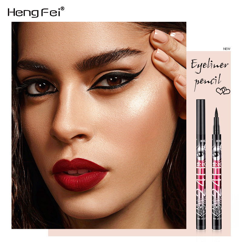 New 24H Makeup And Water-Repellent Eyeliner Hengfei Thick Black Waterproof Not Easy To Smudge Eyeliner