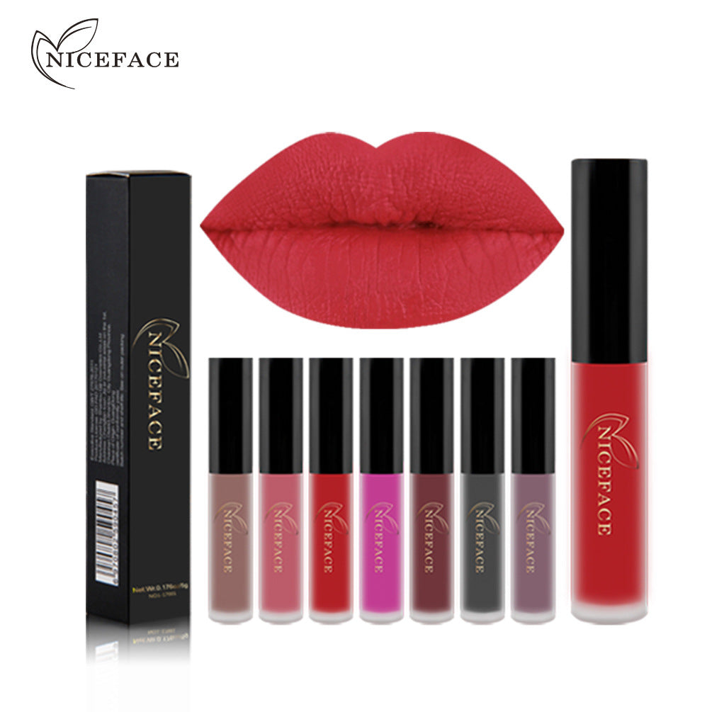 NICEFACE Matte Lip Glaze Does Not Fade And Does Not Stick To Cup Lip Gloss Non-Moisturizing Lipstick Orange