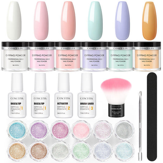 COSCELIA New 6 Color Soaking Powder French Nail 12pc Decorative Powder Manicure Tool Full Set Optional Color