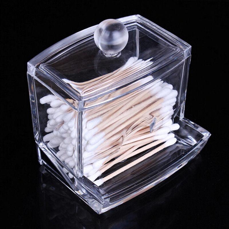 Crystal Makeup Cotton Swabs Stick Holder Bin Storage Organizer Container Box