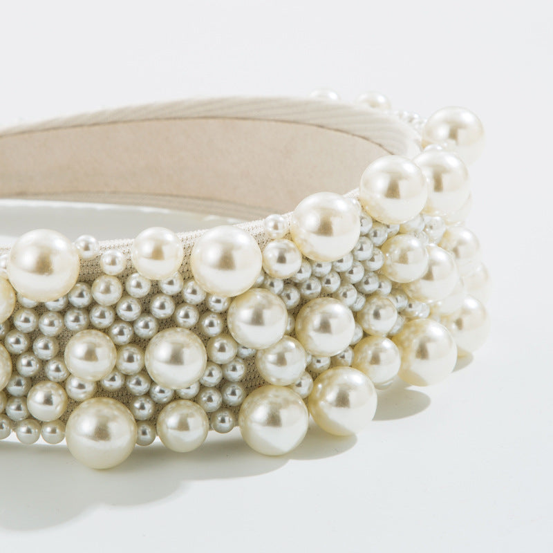 New Heavy Industry Pearl Hair Ornament Women's Wide brim Korean version Net Red Washing Head Band Hair Ornament