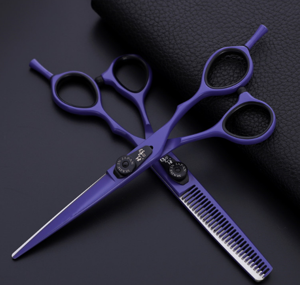 Professional Japan 440c 6 & 5.5 inch rainbow cut hair scissors set cutting shears thinning barber scissor hairdressing scissors