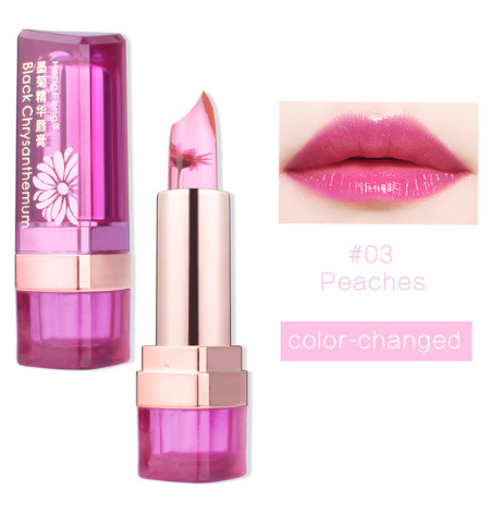 Black Chrysanthemum Lipstick 3 Fruit Flavors Temperature changed Lip Balm Moisturizer Lips 3.5g Makeup Brand HengFang #H9266