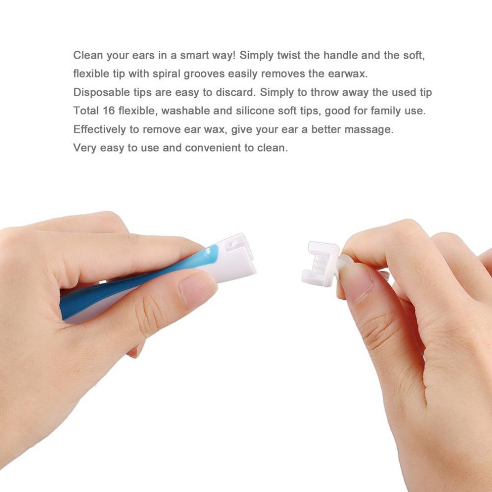 Ear Cleaner 16 Replacement Tips Earpick Easy Ear Wax Remover Spiral Earwax Cleaner Health Ear Cleaner Hearing Aid Ear Care Tools