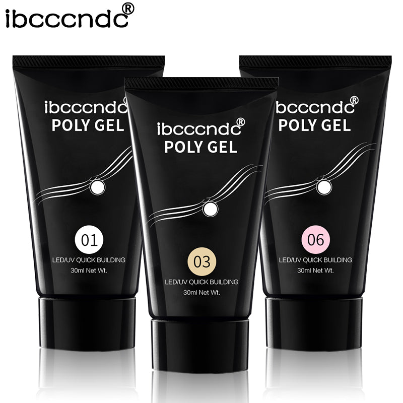 9 Colors 30g Nail Acrylic Hard Poly Gel Pink White Clear Crystal UV LED Builder Gel Tips Enhancement Quick Extension Gel Varnish