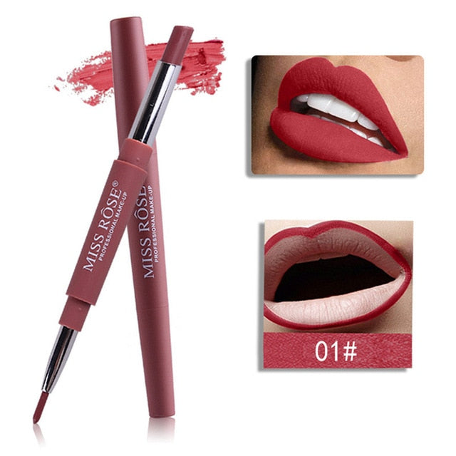 MISS ROSE 1PC Double-end Lasting Lipliner Waterproof Lip Liner Stick Pencil 8 Colors Party Daily Makeup Lipliner Pen