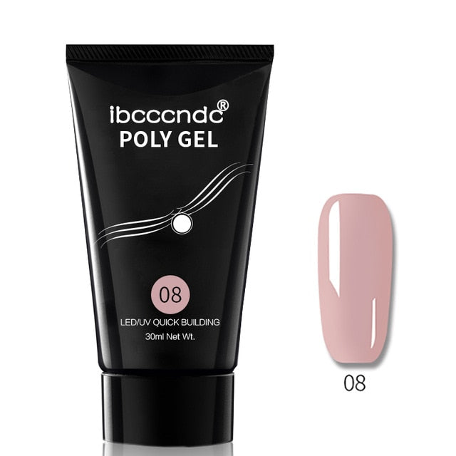 9 Colors 30g Nail Acrylic Hard Poly Gel Pink White Clear Crystal UV LED Builder Gel Tips Enhancement Quick Extension Gel Varnish