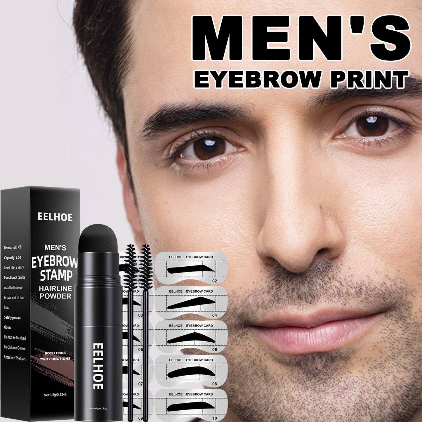 Men's Hairline Trimming Shadow Powder Replenishing Hairline Modifying Eyebrow Print Filling Hairline Artifact Portable Eyebrow Powder