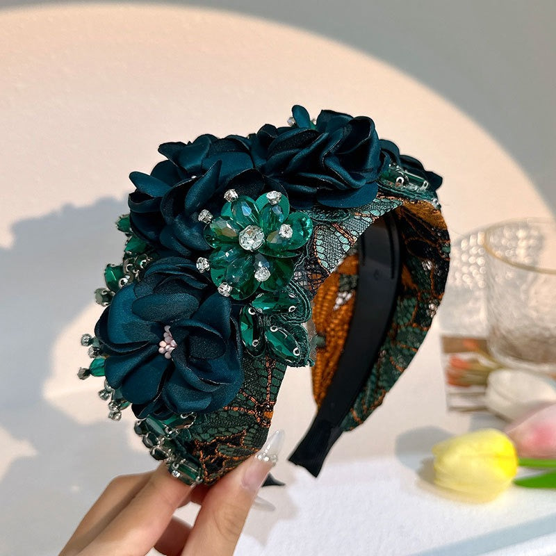 Handmade fabric flower headband and water diamond headband