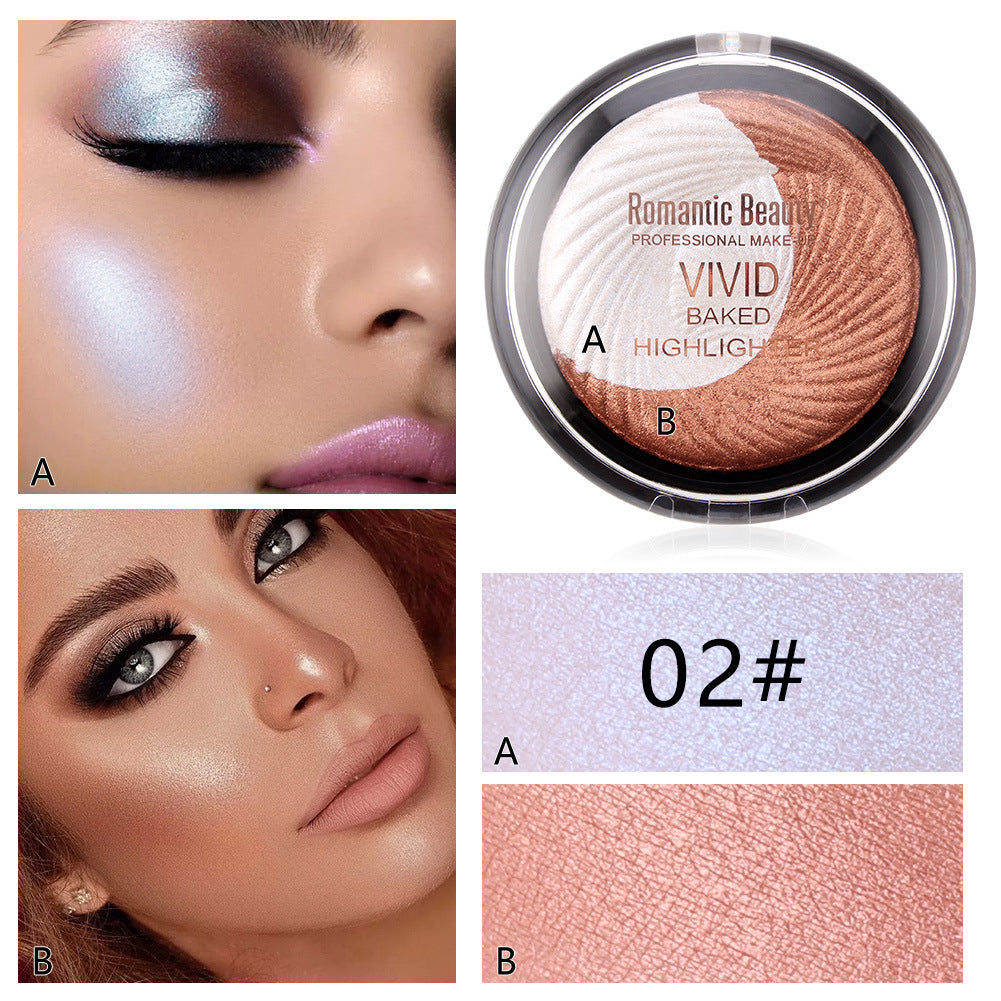 Romantic Beauty Two-Color Highlight Powder To Decorate The Face Pearl Light To Brighten The Lasting Highlight Powder