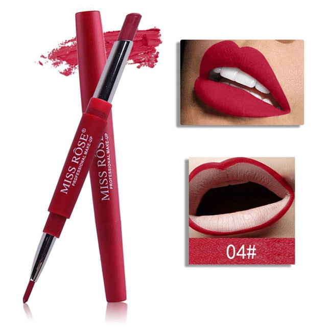 MISS ROSE 1PC Double-end Lasting Lipliner Waterproof Lip Liner Stick Pencil 8 Colors Party Daily Makeup Lipliner Pen